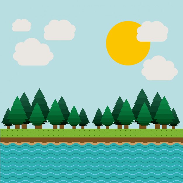 Diseño del paisaje, ilustración vectorial