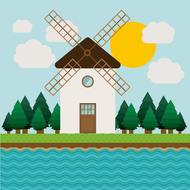 Diseño del paisaje, ilustración vectorial