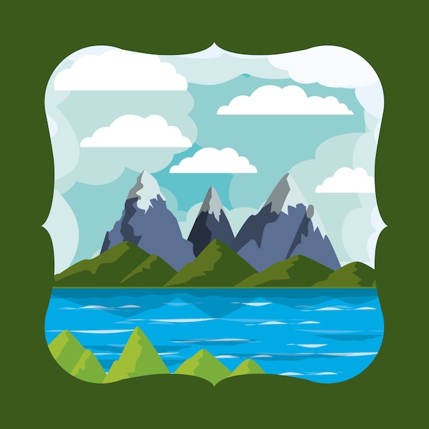 Vector diseño del paisaje del lago