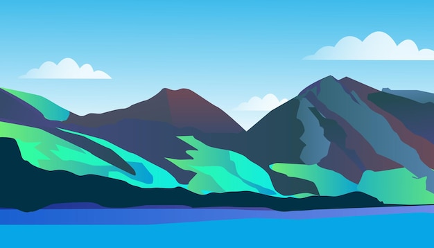 diseño de paisaje de montaña plano