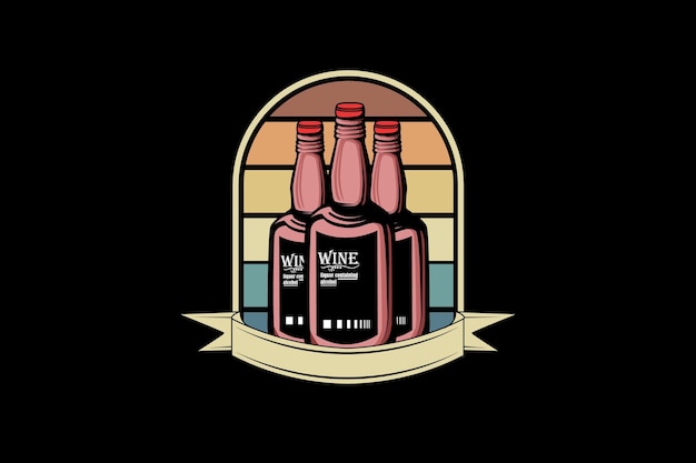 Diseño de paisaje vintage retro de alcohol de vino