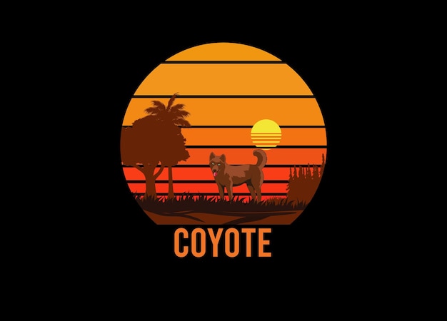 Diseño de paisaje vintage retro coyote