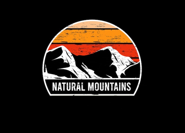 Diseño de paisaje vintage retro de montañas naturales