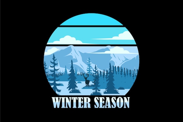 Diseño de paisaje vintage retro de temporada de invierno