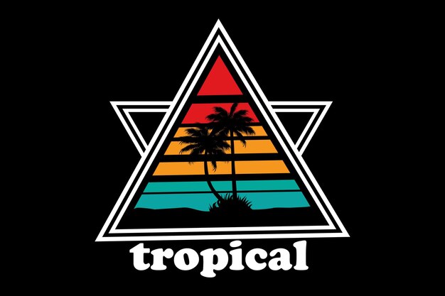 Diseño de paisaje vintage retro tropical