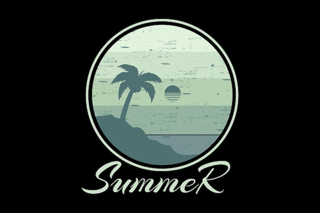 Diseño de paisaje vintage retro de verano