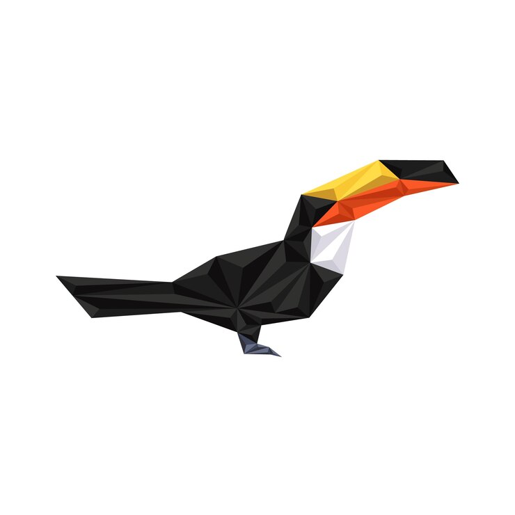 Vector diseño de pájaro tucán en estilo poligonal