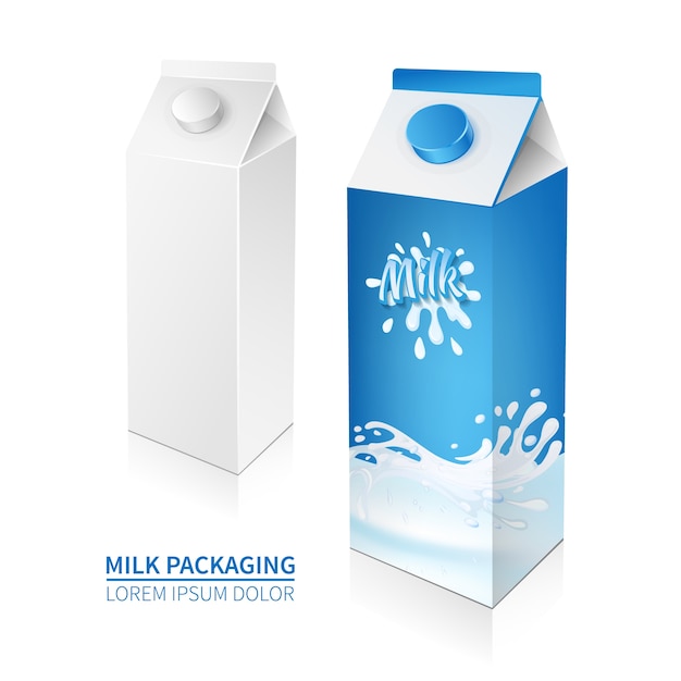 Vector diseño de pakaging de leche