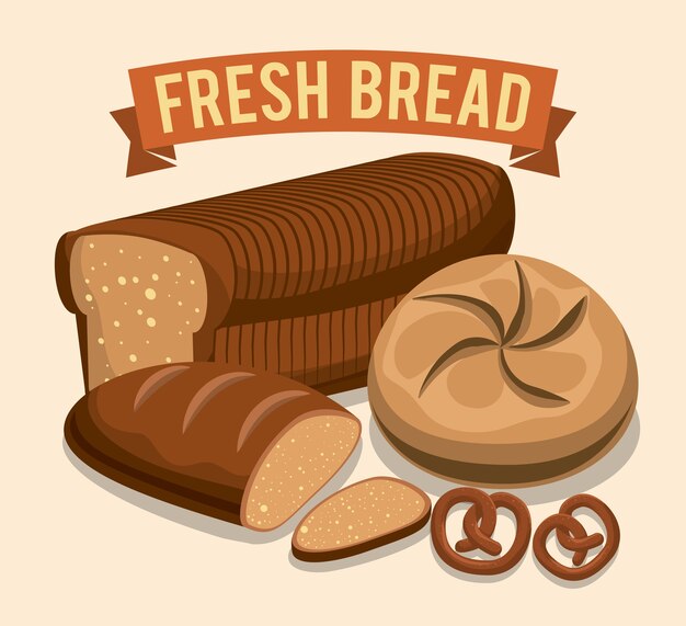 Diseño de panadería sobre fondo beige ilustración vectorial
