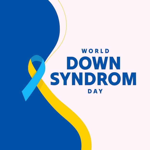 Diseño de la pancarta del Día Mundial del Síndrome de Down con el icono de la cinta de concienciación Se celebra el Día Mundial del Sínndrome de Down