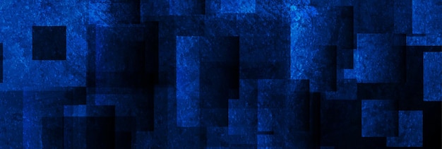 Diseño de pancartas abstractas de cuadrados grunge azul oscuro