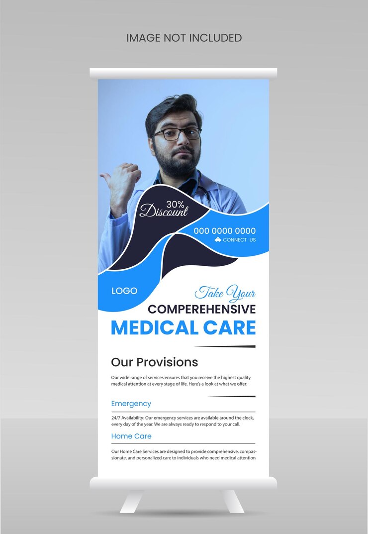 Diseño de pancartas de atención médica enrollable
