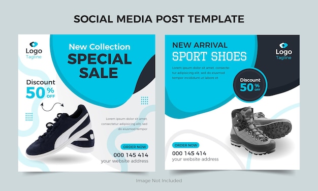 Diseño de pancartas cuadradas de moda de zapatos, diseño de pancartas de zapatos modernos para la venta, diseño de publicaciones en redes sociales