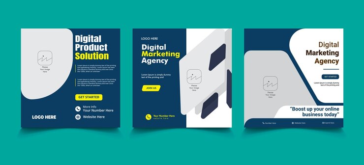 Diseño de pancartas cuadradas para redes sociales corporativas modernas