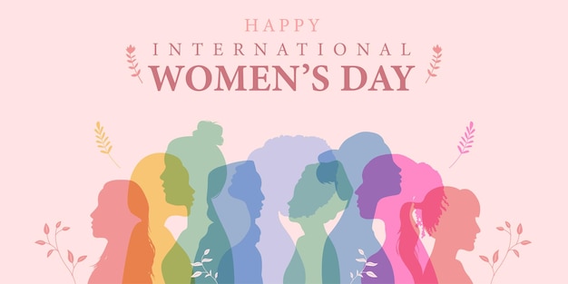 Diseño de pancartas para el día internacional de la mujer mujeres de diferentes etnias unidas