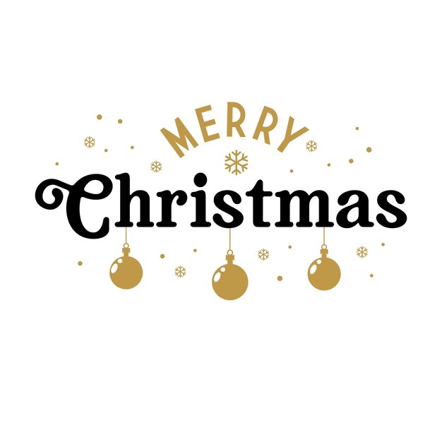 Diseño de pancartas de Feliz Navidad con copos de nieve y adornos navideños diseño elegante de caligrafía