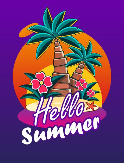 Diseño de pancartas de fondo de verano colorido Tarjeta de felicitación de póster horizontal