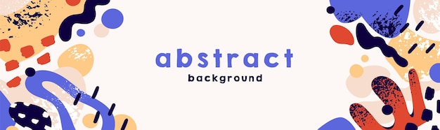 Diseño de pancartas con formas geométricas abstractas, patrón y fondo para el texto, plantilla minimalista horizontal moderna con elementos líquidos fluidos creativos, telón de fondo de moda, ilustración vectorial plana.