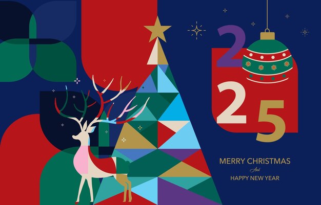 Diseño de pancartas horizontales de fondo de Navidad y Feliz Año Nuevo