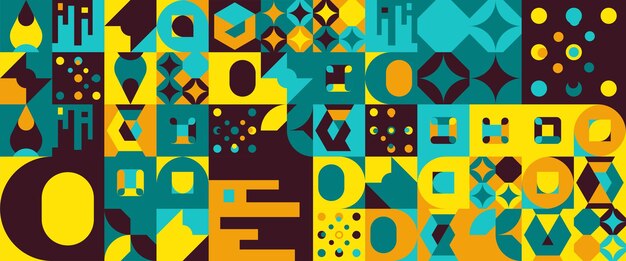 Diseño de pancartas de mosaico geométrico abstracto y colorido con formas simples Para presentación fondo pancarta fondo cartel certificado portada del informe anual
