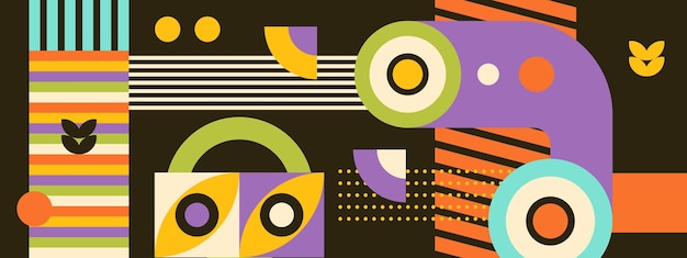 Diseño de pancartas vectoriales antiguas con formas geométricas abstractas
