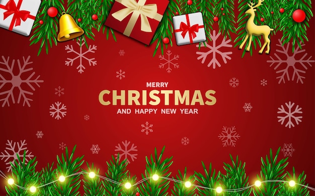 Diseño de pancartas vectoriales de saludos de Feliz Navidad Título de saludo de Navidad con elementos realistas en 3D