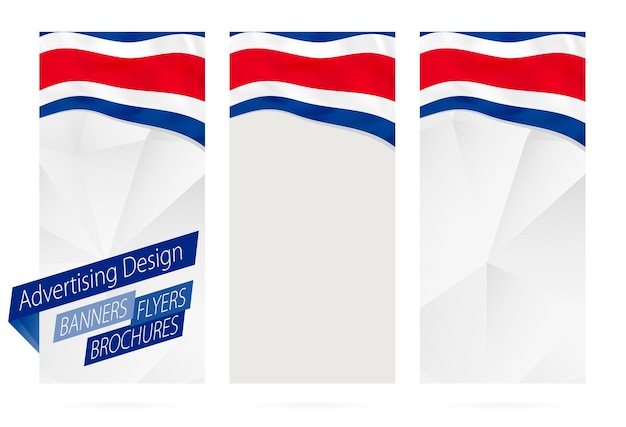 Diseño de pancartas volantes folletos con bandera de Costa Rica