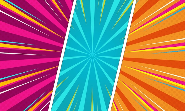 Diseño de paneles de cómics de arte pop coloridos Fondo de color rosa cian y naranja