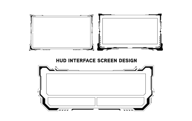 Diseño de pantalla de interfaz futurista hud. títulos de llamadas digitales. conjunto de elementos de pantalla de interfaz de usuario futurista hud ui gui. pantalla de alta tecnología para videojuegos. diseño de concepto de ciencia ficción.