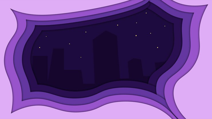 Diseño de papel de corte púrpura de la ciudad