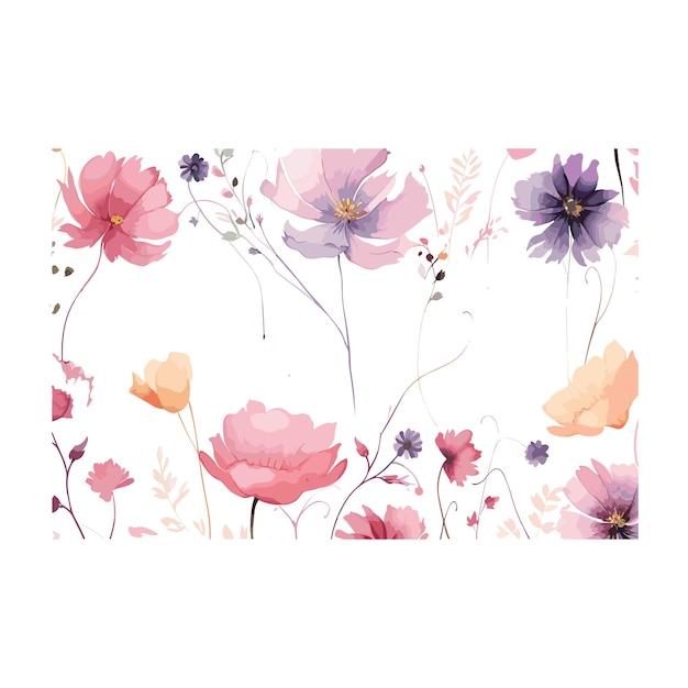 Diseño de papel de pared floral de acuarela con colores