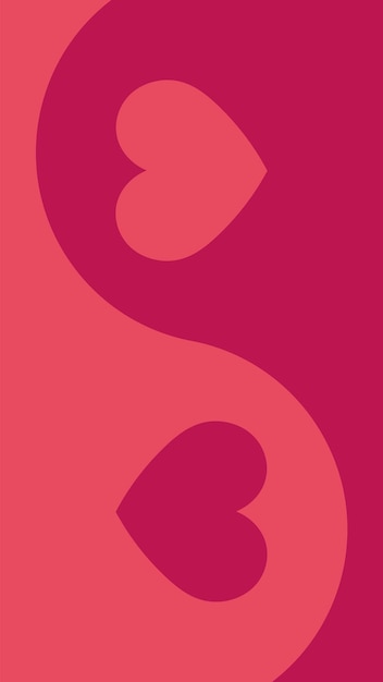 El diseño de papel tapiz de fondo vertical del corazón rosa ying yang