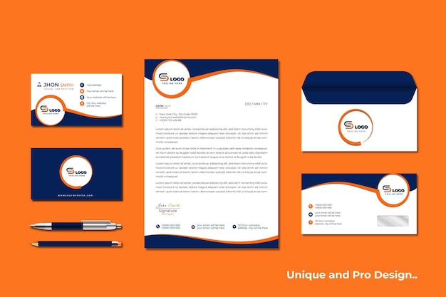 Diseño de papelería profesional minimalista y limpia por vectores