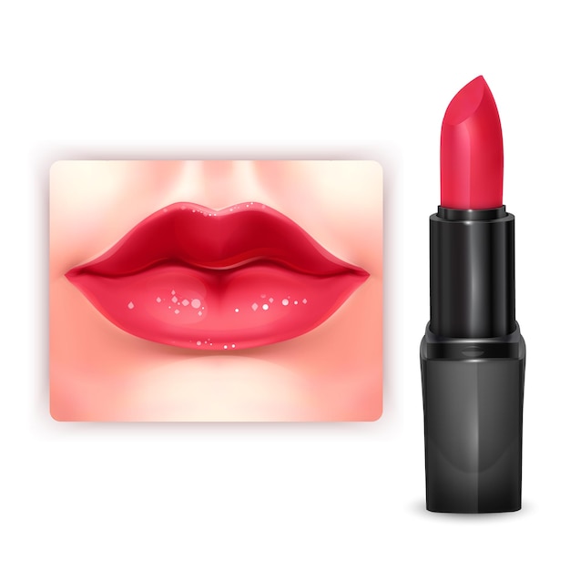 Diseño de paquete cosmético de lápiz labial rosa brillante en ilustración 3d