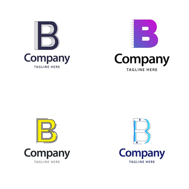 Diseño de paquete de logotipo grande de letra B Diseño de logotipos creativos y modernos para su empresa Ilustración de nombre de marca vectorial