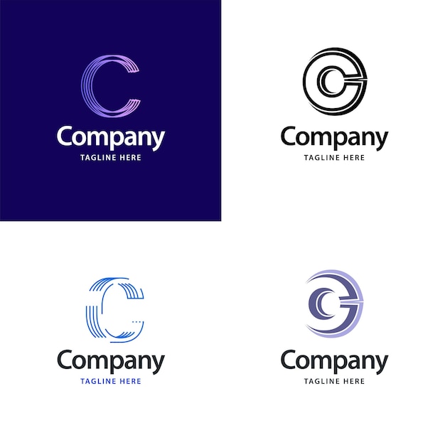 Diseño de paquete de logotipo grande con letra C Diseño de logotipos creativos y modernos para su empresa Ilustración de nombre de marca vectorial