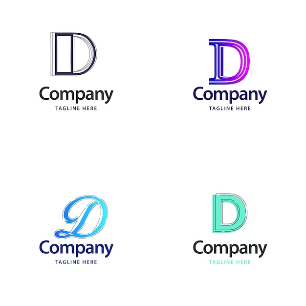 Diseño de paquete de logotipo grande de letra D Diseño de logotipos creativos y modernos para su negocio