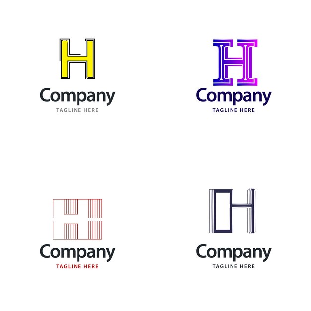 Diseño de paquete de logotipo grande con letra H Diseño de logotipos creativos y modernos para su empresa Ilustración de nombre de marca vectorial