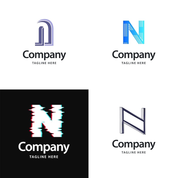 Vector diseño de paquete de logotipo grande de letra n diseño de logotipos creativos y modernos para su empresa ilustración de nombre de marca vectorial