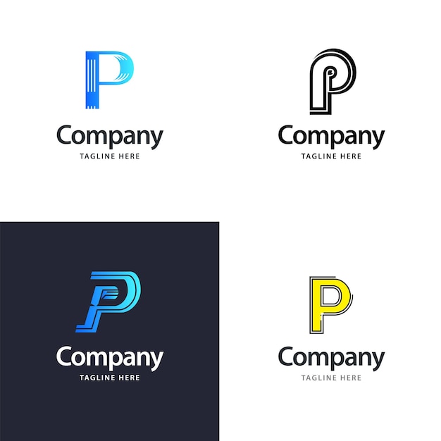 Diseño de paquete de logotipo grande de letra P Diseño de logotipos creativos y modernos para su negocio