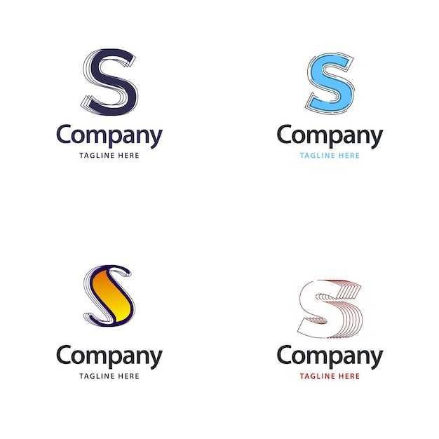 Diseño de paquete de logotipo grande con letra S Diseño de logotipos creativos y modernos para su empresa Ilustración de nombre de marca vectorial