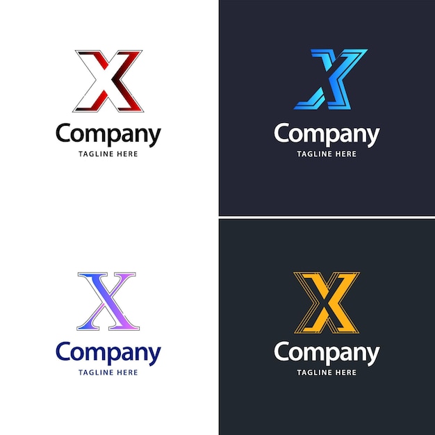 Diseño de paquete de logotipo grande de letra X Diseño de logotipos creativos y modernos para su empresa Ilustración de nombre de marca vectorial