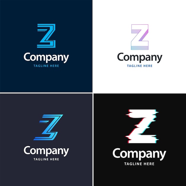 Diseño de paquete de logotipo grande de letra Z Diseño de logotipos creativos y modernos para su empresa Ilustración de nombre de marca vectorial