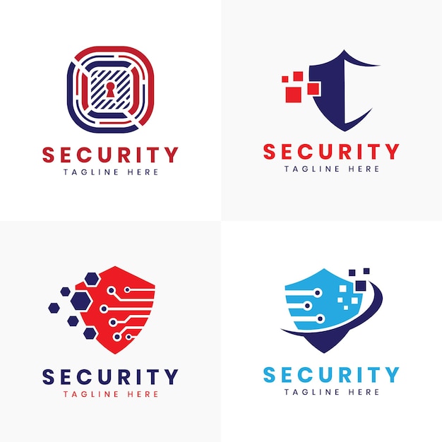 Diseño de paquete de logotipo de tecnología de seguridad concepto de escudo minimalista moderno