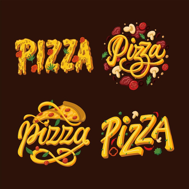 Diseño de paquete de marca de cartel de logotipo de ilustración de vector de pizza gratis