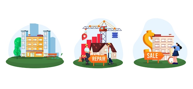 Diseño de paquete plano de bienes raíces de mantenimiento