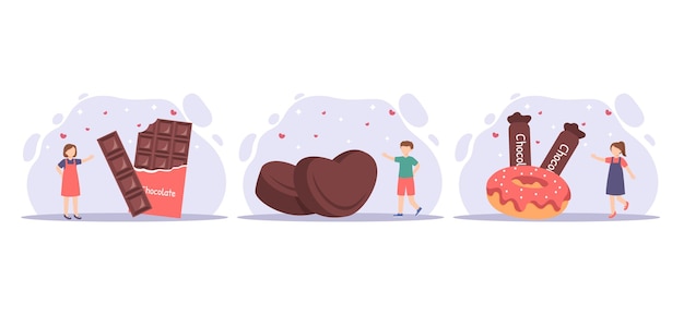 Diseño de paquete plano del día mundial del chocolate