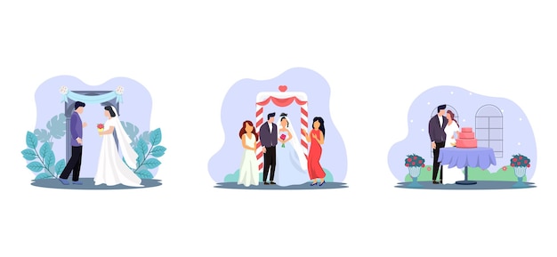 Diseño de paquete plano de fiesta de bodas