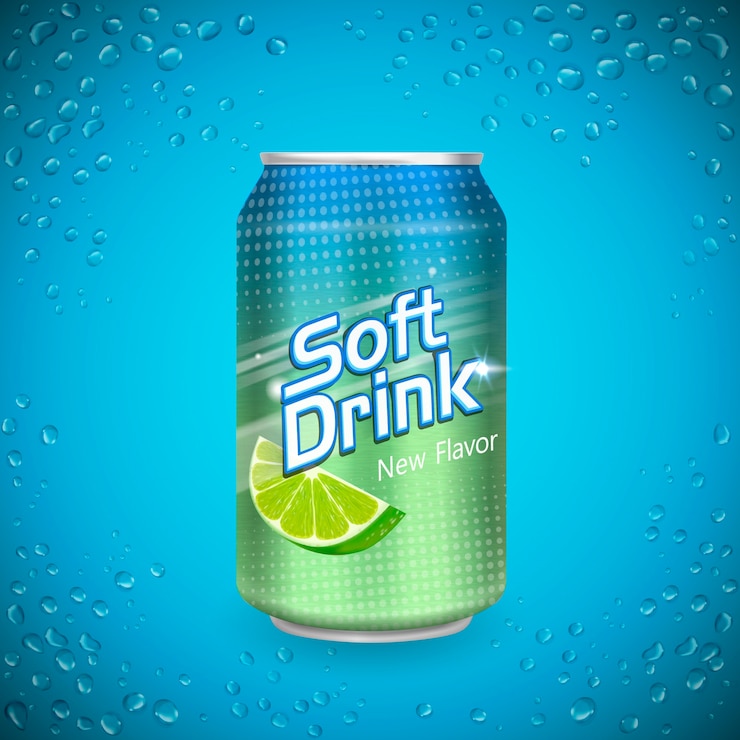 Vector diseño de paquete de refresco aislado fresco fondo azul ilustración 3d