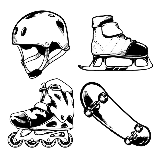 diseño de paquete de skate en blanco y negro